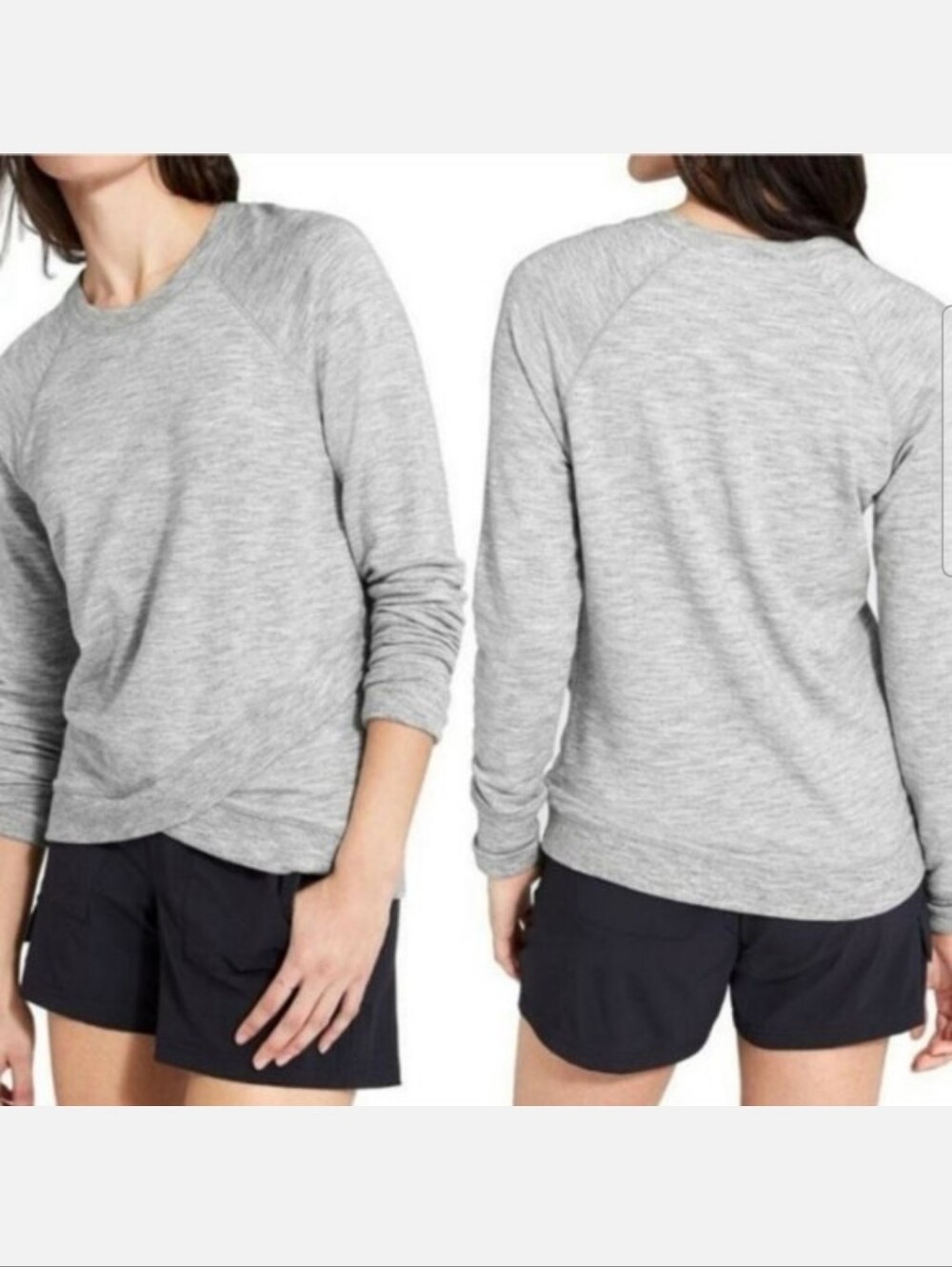 Athleta Criss Cross Heather Grey Sweatshirt Size Small Petite